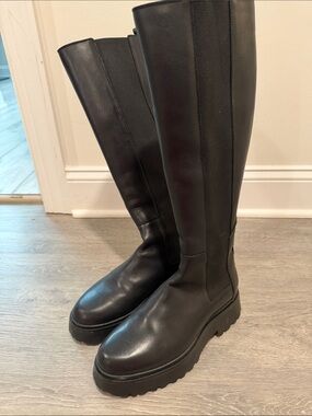 AllSaints Black Over-the-Knee Chunky Platform Boots worn once